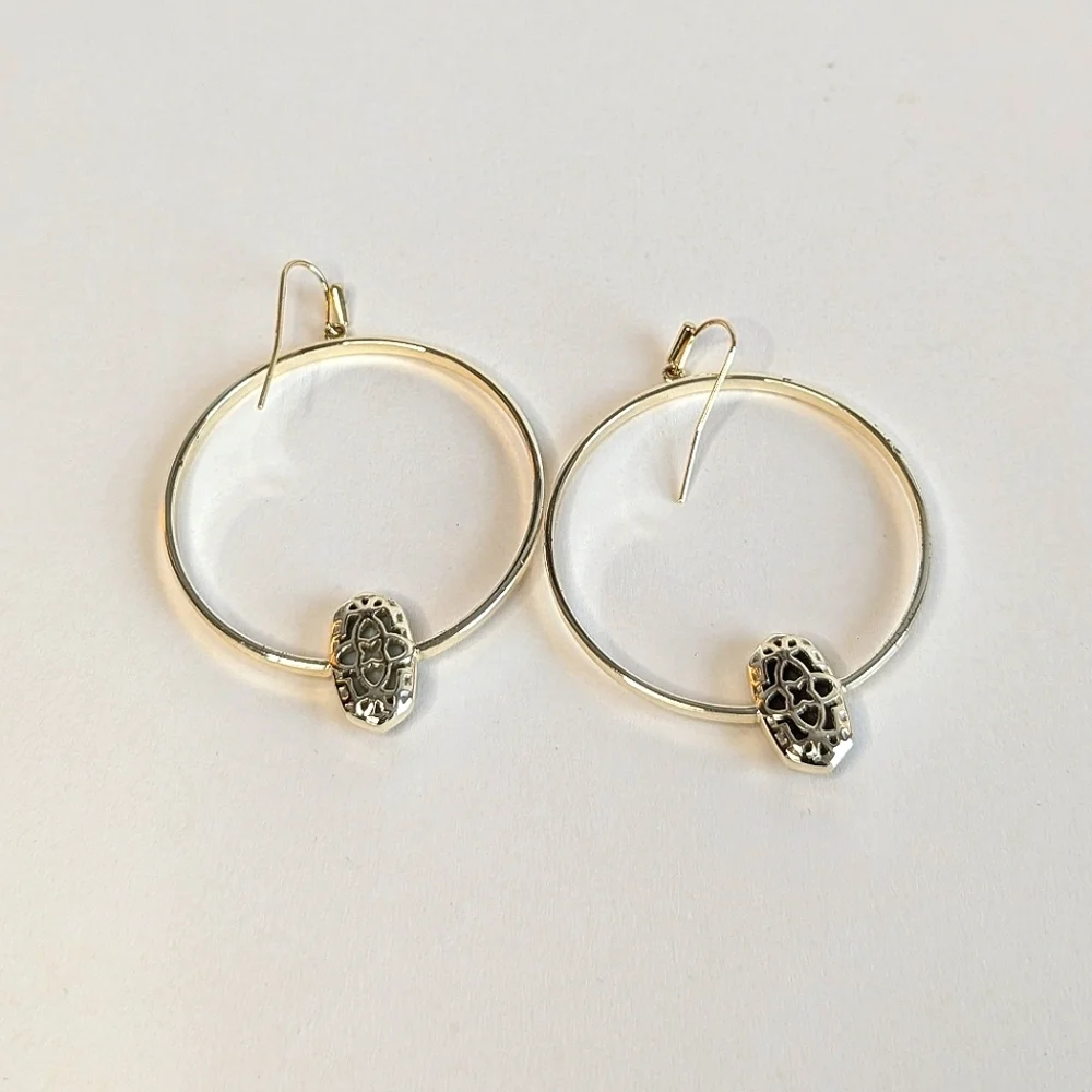 Kendra Scott Elora Open Circle Dangle Hoop Earrings Multi Colored Drusy